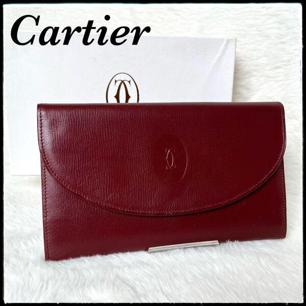 【美品】Cartier カルティエ マストライン 三つ折り 長財布 がま口