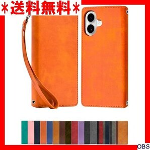 ☆人気商品☆ F004 シズカウィル iPhone 16 用 ケース カバー 手帳型 本革調 レザーケース オレンジ 1個入り 9