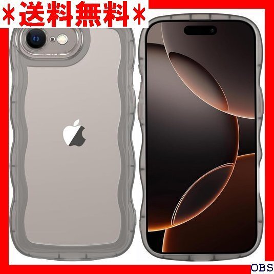 ☆人気商品☆ F007 AVETUL iPhone 16e ケース クリア ウ 6e ウェーブ カバー 半透明 クリア/バ 323