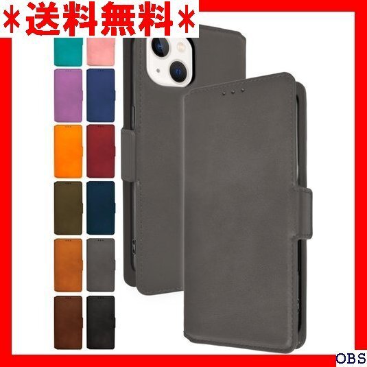 ☆人気商品☆_F017 シズカウィルRe iPhone 13 ケース カバー 手帳型 本革調 レザーケース 1個入り グレー 40