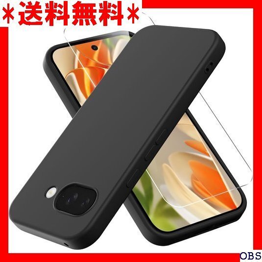 ☆人気商品☆_N006 Google Pixel 9a ケース ブラック + 度9H 飛散防止処理 1枚強化ガラス+1個 122