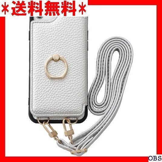 ☆人気商品☆_N007 MINTY iPhone16e ケース ショルダーストラップ リング付き ケース シルバー 237