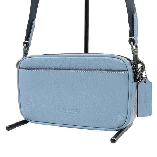 送料無料 超美品 COACH コーチ メンズ ショルダーバッグ ジェイデン レザー クロスボディー CR179 スカイブルー