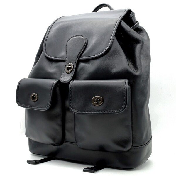 送料無料 超美品 COACH コーチ メンズ リュック バックパック ヘリテージ レザー バックパック ターンロック C1265 ブラック
