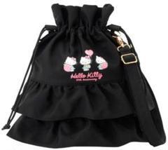 新品 キティちゃん ショルダーバッグ 黒 ハローキティ 巾着バッグ ハローキティ サンリオ hello Kitty 斜め掛けバッグ 肩掛けバッグ 匿名