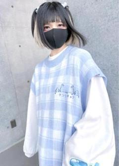 新品 ぬた。 ニットベスト Sサイズ 水色×白 テンシチャン 天使界隈 サブカル 白色界隈 地雷系 量産型 重ね着 ホワイニー系 Whinny系