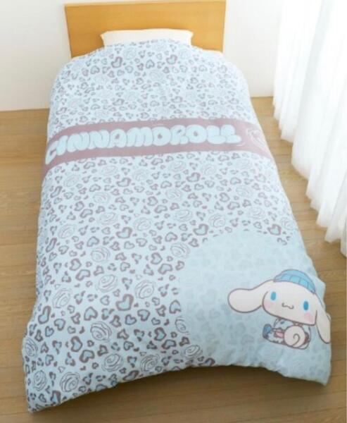 新品 シナモロール 掛けふとんカバー シングルロングサイズ 150x210㎝ ヒョウ柄 水色 シナモン 掛け布団カバー サンリオ 豹柄 ひょう柄