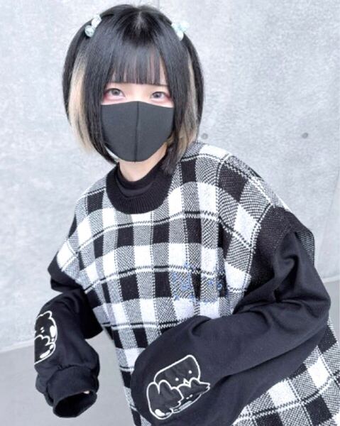 新品 ぬた。 ニットベスト Mサイズ 黒×白 ダテンシチャン 堕天使界隈 サブカル 黒色界隈 暗黒界隈 地雷系 量産型 重ね着 レフレム系