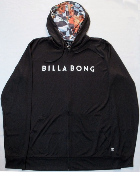 BILLABONG ビラボン RASH ジップ フード ラッシュガード Lサイズ ブラック BE01A852 水着 サーフィン 海 上着