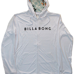 BILLABONG ビラボン RASH ジップ フード ラッシュガード Lサイズ ホワイト 白 BE01A852 水着 サーフィン 海 上着