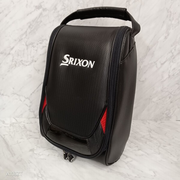 ●送料無料 美品 SRIXON スリクソン ゴルフ シューズケース ブラックxレッド KS-13-07 A-S043/ゴルフ シューズ入れ 靴入れ シューズバッグ