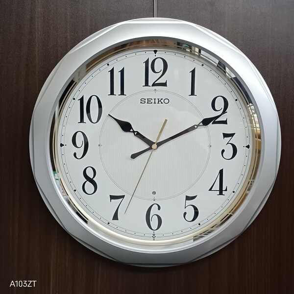 送料無料 良品 動作品 SEIKO セイコー 電波時計 電波掛け時計 KS374S 直径33cm 重さ830g シルバー系/アナログ 壁掛け時計 掛時計 掛け時計