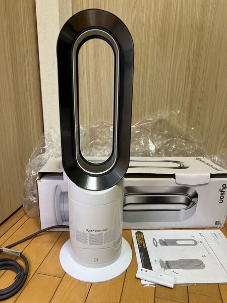 送料無料(美品)dyson ダイソン hot+cool ホット&クール 扇風機&セラミックファンヒーター AM09 ホワイトリモコン付 (S-57)