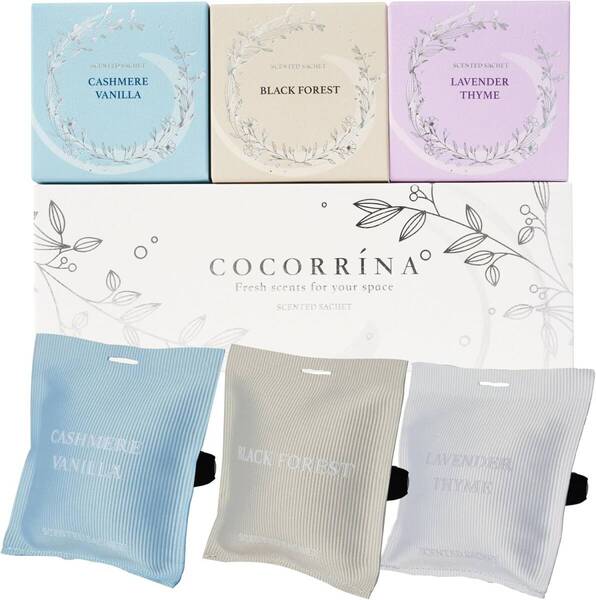 【3枚いり】COCORRNA 車用 芳香剤 黒い森/カシミアバニラ/ラベンダータイム クリップタイプ お部屋 車用 消臭 ルームフレグランス