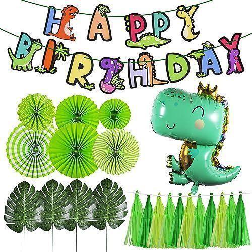 誕生日 飾り付けセット ペーパーファン デコレーション 女の子 男の子 ダイナソー ガーランド 飾り HAPPY BIRTHDAY タッセル 恐竜風船