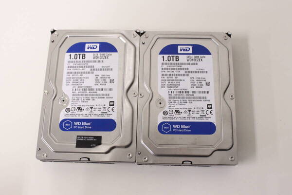 c589 送料無料!! 2個セット 1TBx2 WD Blue WDC WD10EZEX-60WN4A0 HDD SATA 3.5インチ ハードディスク