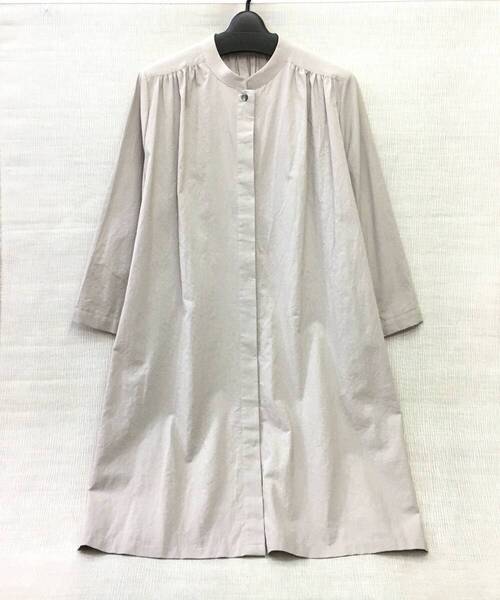 【新品】婦人 綿100% 前開きロングブラウス M-Lサイズ 送料無料 手洗いOK レディース ポケット有 ナチュラルテイスト ゆったりシルエット
