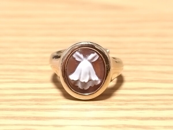 【deluca Jewelry】カンパニュラ/ベルフラワーヴィンテージカメオゴールドリング/MADE IN ITALY
