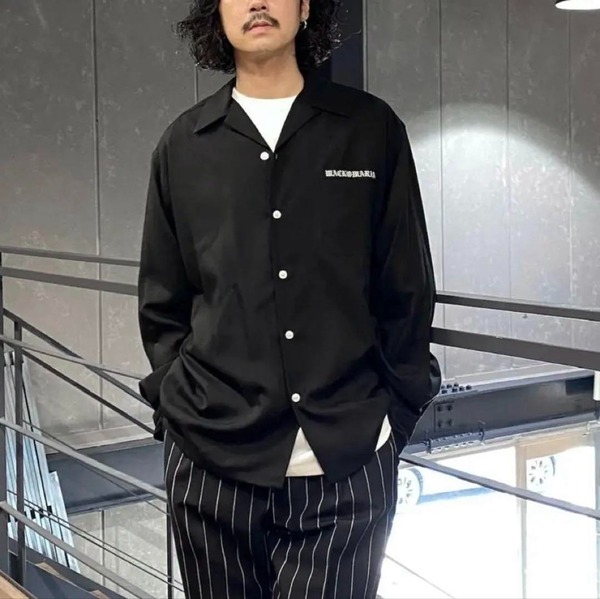 WACKO MARIA ワコマリア 50'S SHIRT L/S TYPE-2 長袖 オープンカラー 開襟シャツ 刺繍ロゴ GUILTY PARTIES ブラック 黒 ストリート L