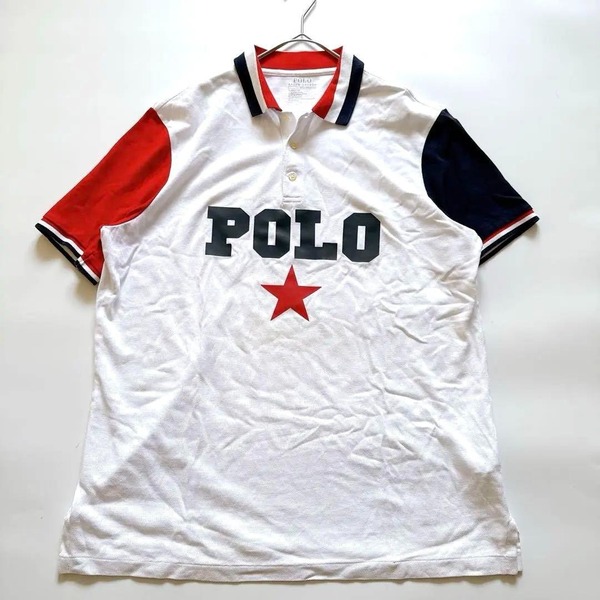 POLO RALPH LAUREN ポロラルフローレン 半袖ポロシャツ ビッグロゴ 星 CLASSIC FIT クラシックフィット PERFORMANCE ホワイト 白 M