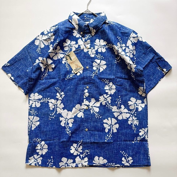 新品 REYN SPOONER レインスプーナー アロハ 半袖 ボタンダウン BDシャツ 50th state flower 50thステイトフラワー 花柄 総柄 ハワイアン L