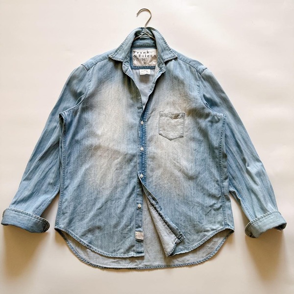 Frank & Eileen フランクアンドアイリーン EILEEN スキッパー デニム シャンブレーシャツ インディゴ 長袖 USA製 イタリア製 色落ち加工