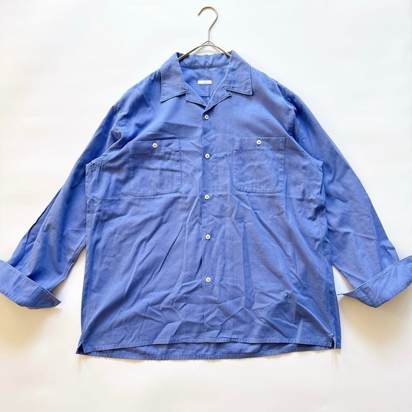 16AW 2016年製 COMOLI コモリ コットンネルオープンカラーシャツ 開襟シャツ 長袖 起毛感 ネル素材 リラックスフィット 替えボタン 2