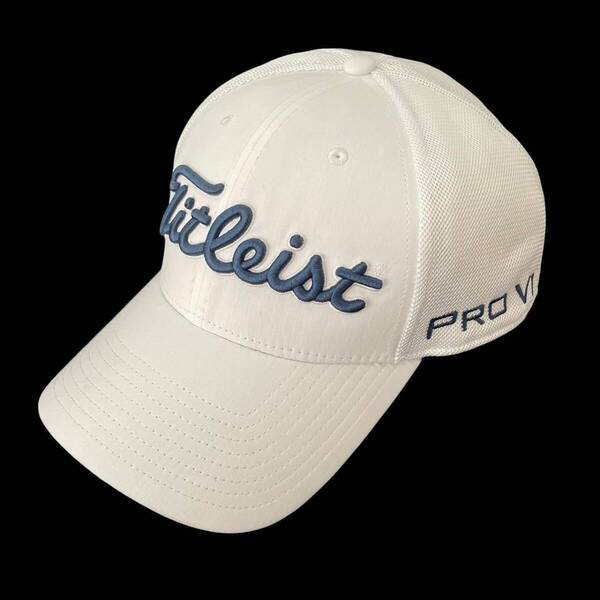 Titleist タイトリスト ゴルフツアーキャップ 白 紺 ロゴ入り FootJoy PRO V1 ゴルフ 趣味 スポーツ メンズ M/Lサイズ