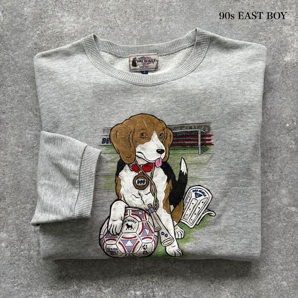 【EASTBOY】BOB BEAGLE 犬好き必見 イーストボーイ ボブビーグル スウェットトレーナー 両面プリント 90s 90年代 ヴィンテージ 日本製 L