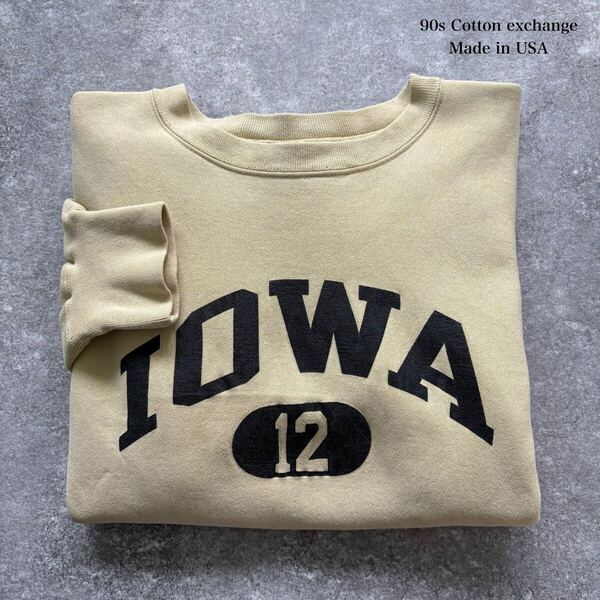 【The Cotton exchange】リバースウィーブ スウェットトレーナー 90s USA製 90年代 アメリカ製 ヴィンテージ IOWA アイオワ州 肉厚 米国製