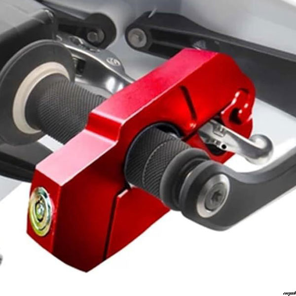 【盗難防止に強いバイク用ハンドルロック】 ディスクロック 幅140mm 防犯グッズ バイク盗難防止 コンパクト アルミ合金 レッド