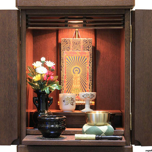 【届いてすぐに使える仏具一式付ミニ仏壇】 ミニ仏壇・仏具セット 幅32.6cm コンパクト モダンインテリア 全宗派対応 浄土宗