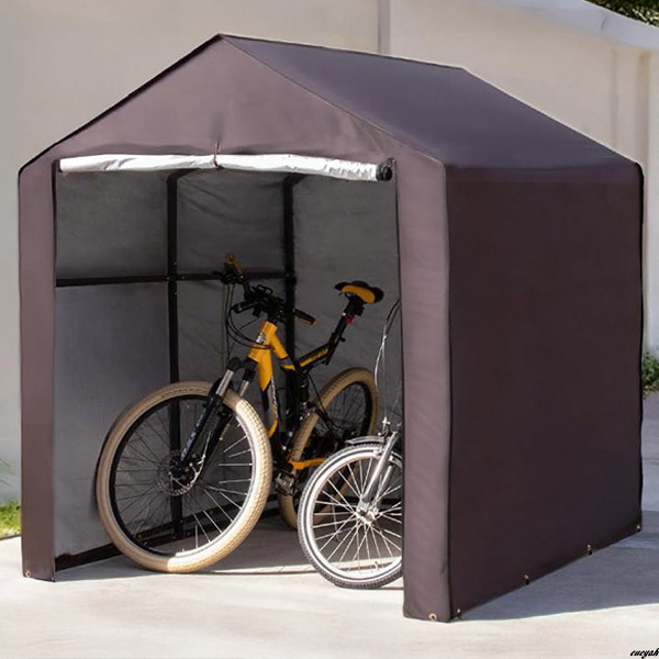 【自転車やバイク以外にも、DIY道具収納にも最適】 自転車置き場 サイクルガレージ 屋外収納 バイク保管 倉庫 防水 ダークブラウン
