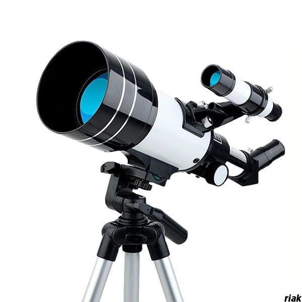 【子供も使いやすい70mm天体望遠鏡】 望遠鏡 長さ46cm 屈折式 初心者 子供用 スマホ撮影 軽量 三脚付き 天体観測 ホワイト