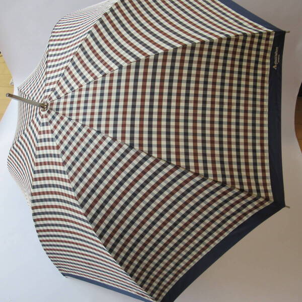 ■■202506即決■ Aquascutum アクアスキュータム新品ネイビー クラブチェックジャンプ式雨傘 / 長傘 No.1