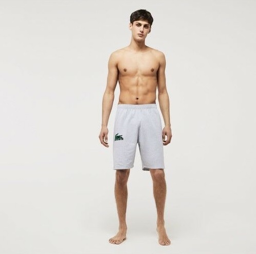 ■■202505即決■ LACOSTE ラコステ 新品グレー ベロアクロコダイルコットンフリースショーツ S(インポートサイズ)