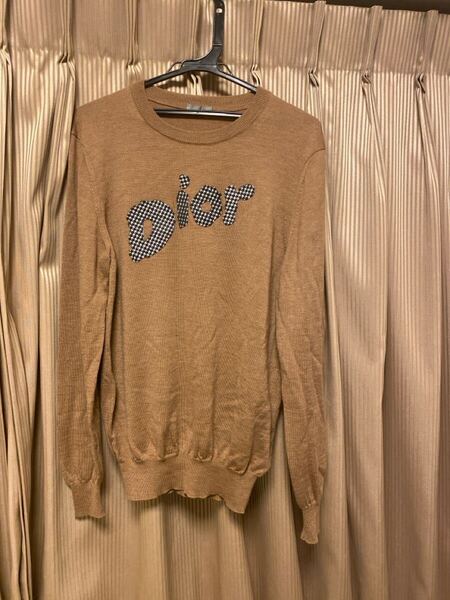 本物ディオールオムDIORロゴ刺繍ニットDIORHOMME長袖セーター元ルイヴィトンのキムジョーンズMディオールメン正規品knitロングスリーブMEN