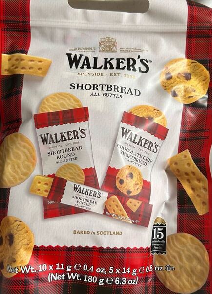 walkers ウォーカー シェアバッグ180g 1袋(15個)ビスケット カルディミニショートブレッド フィンガーラウンド チョコチップ