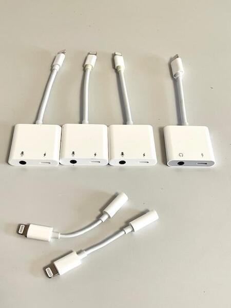 送料無料 APPLE/アップル iPhone マイク/イヤホン 変換アダプター 2in1 色々 6個セット 3.5mm×ライトニング / Lightning