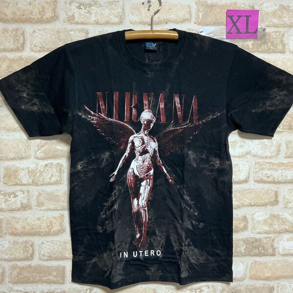 ニルヴァーナ Tシャツ XLサイズ NIRVANA IN UTERO バンドTシャツ タイダイ 絞り染め ムラ染 半袖 ロックバンド