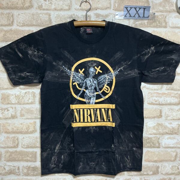 ニルヴァーナ Tシャツ XXLサイズ ニコちゃん NIRVANA タイダイ ムラ染 絞り染め 半袖 ロックバンド バンドTシャツ