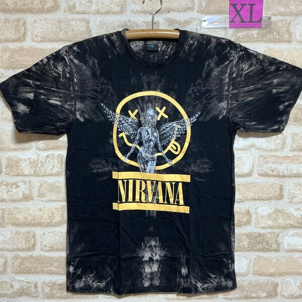 ニルヴァーナ NIRVANA Tシャツ XLサイズ 半袖 タイダイ ムラ染 絞り染め ニコちゃん ロックバンド