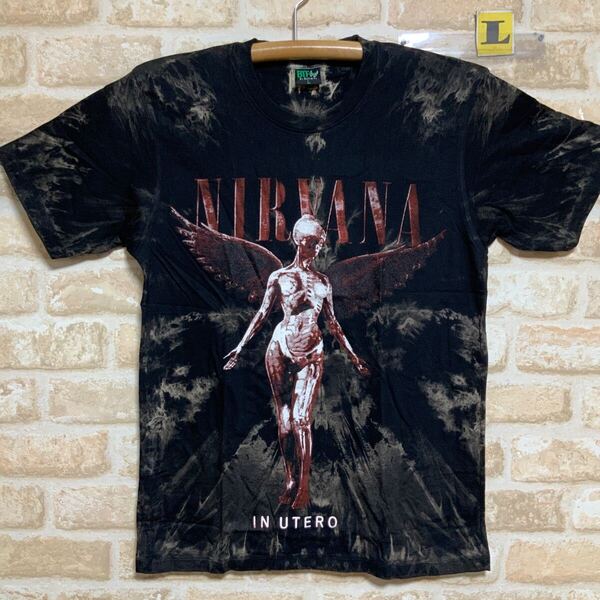 ニルヴァーナ Tシャツ Lサイズ NIRVANA IN UTERO タイダイ ムラ染 半袖 絞り染め ロックバンド バンドTシャツ