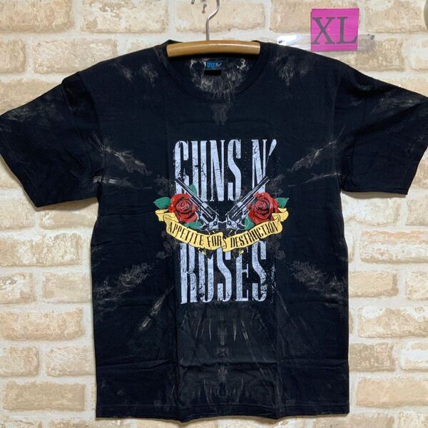 ガンズアンドローゼズ Tシャツ XLサイズ Guns N' Roses 半袖 タイダイ ムラ染 絞り染め バンドTシャツ
