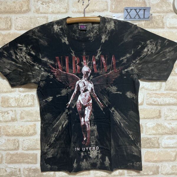 ニルヴァーナ Tシャツ XXLサイズ NIRVANA IN UTERO ロックバンド タイダイ ムラ染 絞り染め 半袖 バンドTシャツ