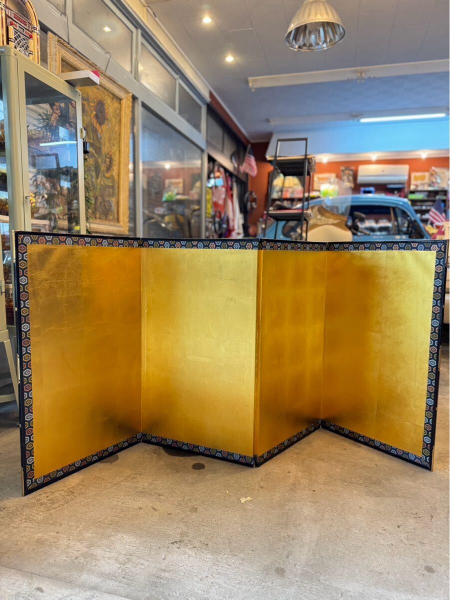 木製　折り畳み　パーテーション ４連 　和室　衝立　屏風　昭和　アンティーク Amazon｜CenxnuHa パーテーション 間仕切り 和風衝立 4連