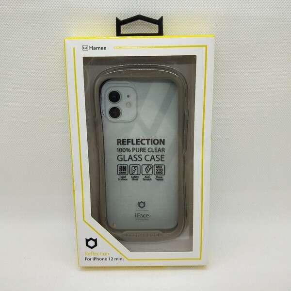 (C03)アイフェイス iPhone 12mini 用 強化ガラスクリアケース