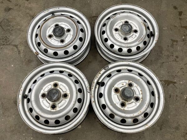 【送料込み】三菱 ミニキャブ トラック 純正 12インチ 3.50B PCD100 4H スチールホイール 鉄ホイール 4本セット センターキャップ付
