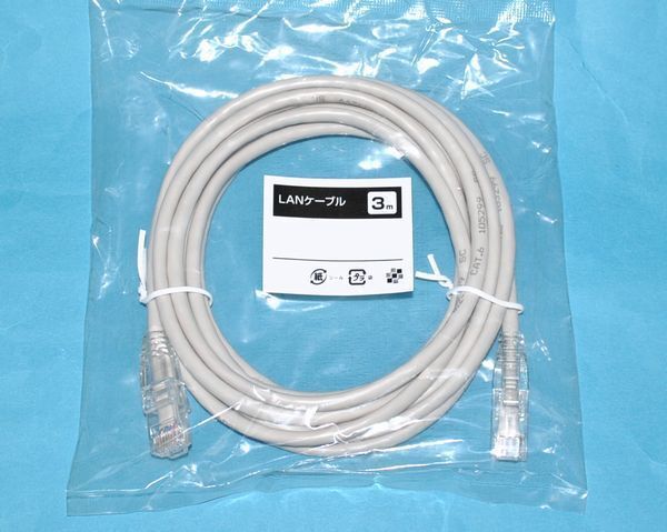 ゆうパケット無料!新品 LANケーブル 3m CAT6 ツメ折れ防止 ライトグレー・CCL-J30C6