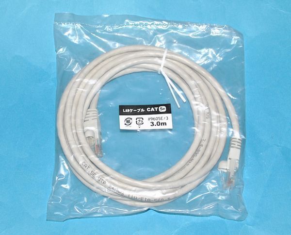 ゆうパケット無料!新品 LANケーブル 3m CAT5e ツメ折れ防止 ライトグレー・LA-5EG3M